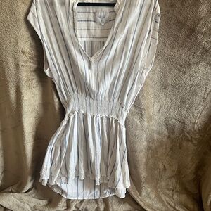 Rails White Tunic with Blue and Gray Pinstripes